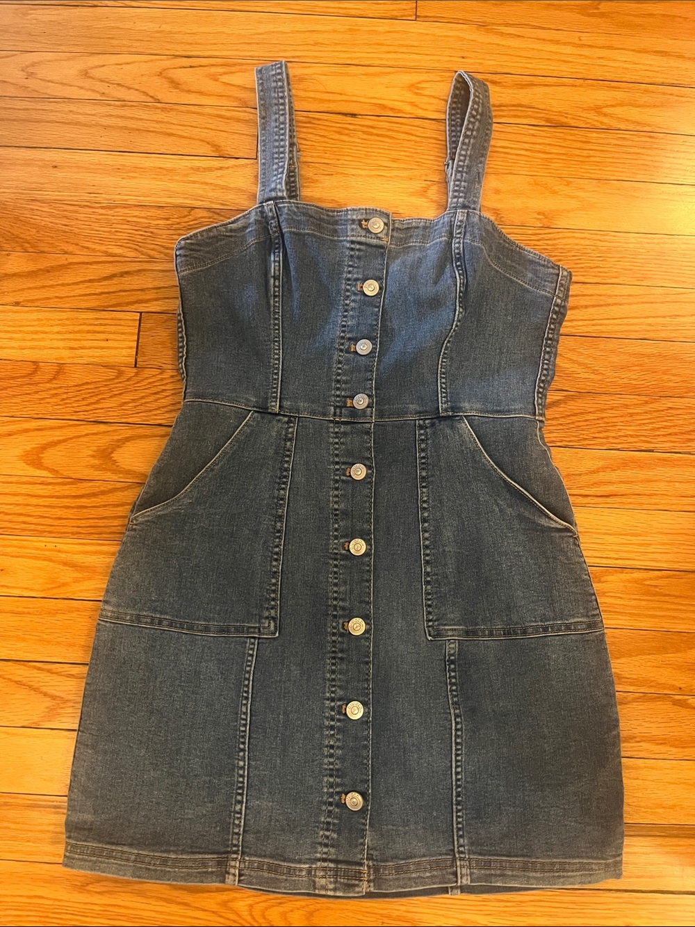 H&M Blue Denim Button-Front Mini Dress